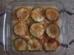 hornear el pastel de verduras: calabacin y tomates