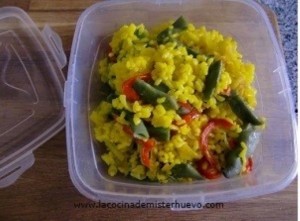 arroz con verduras para el trabajo